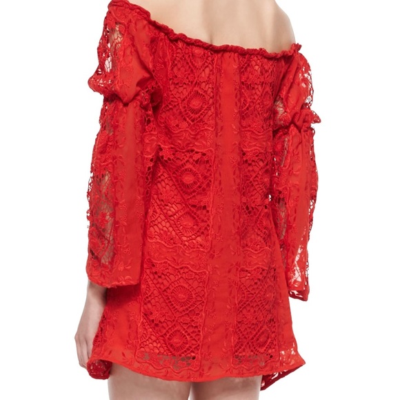 For Love & Lemons Garden Rose Dress Hot Red - Picture 3 of 4